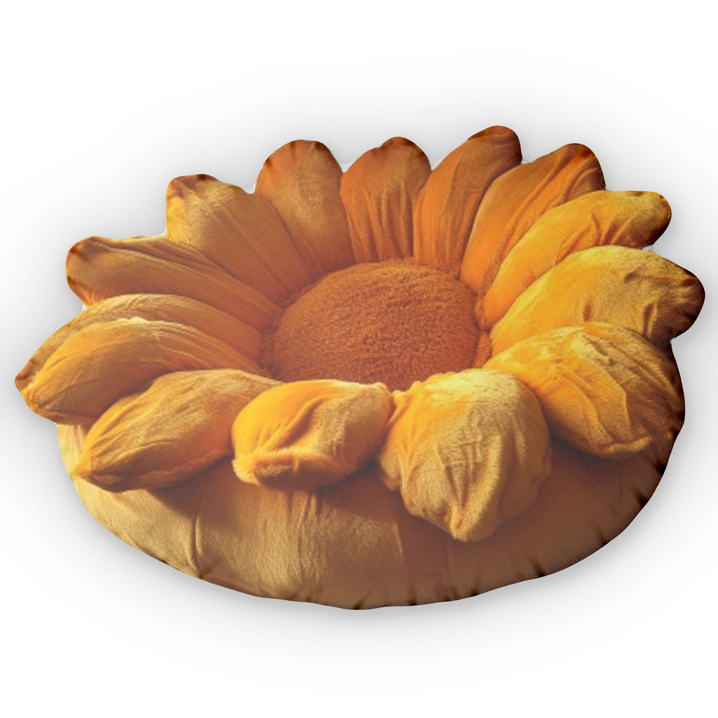 Sunflower flat plush shaped pillow, product mockup (2 of 2)