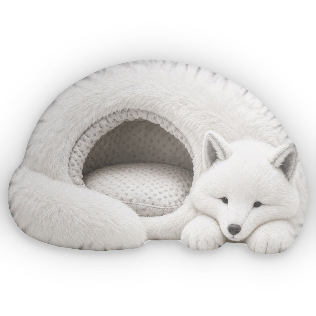 Giant Arctic Fox Cave Lounger shaped plush pillow, product image (1 of 2)