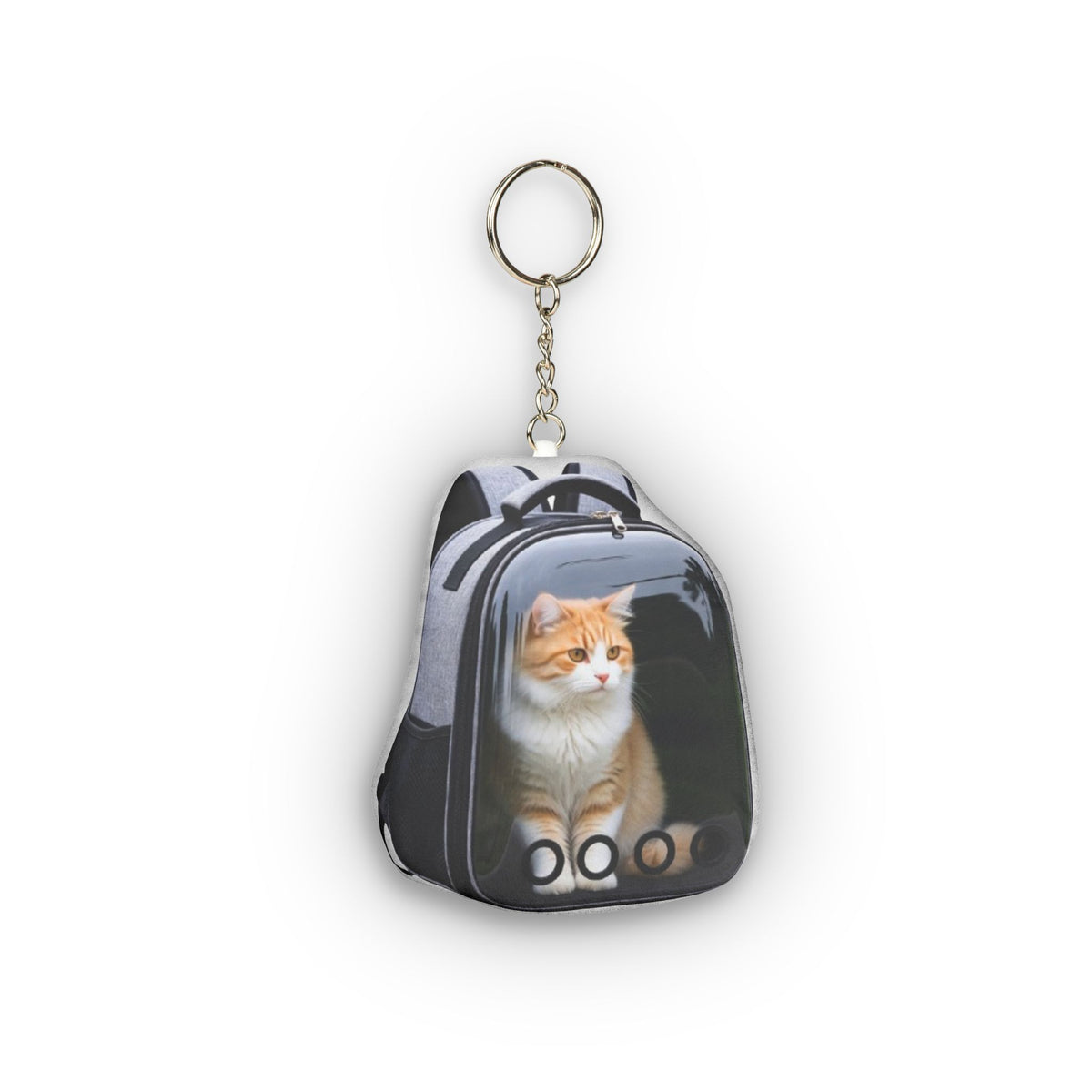 Cat in Carrier Backpack Mini Plush Keychain, product mockup (1 of 2)