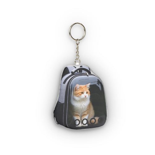 Cat in Carrier Backpack Mini Plush Keychain, product mockup (1 of 2)