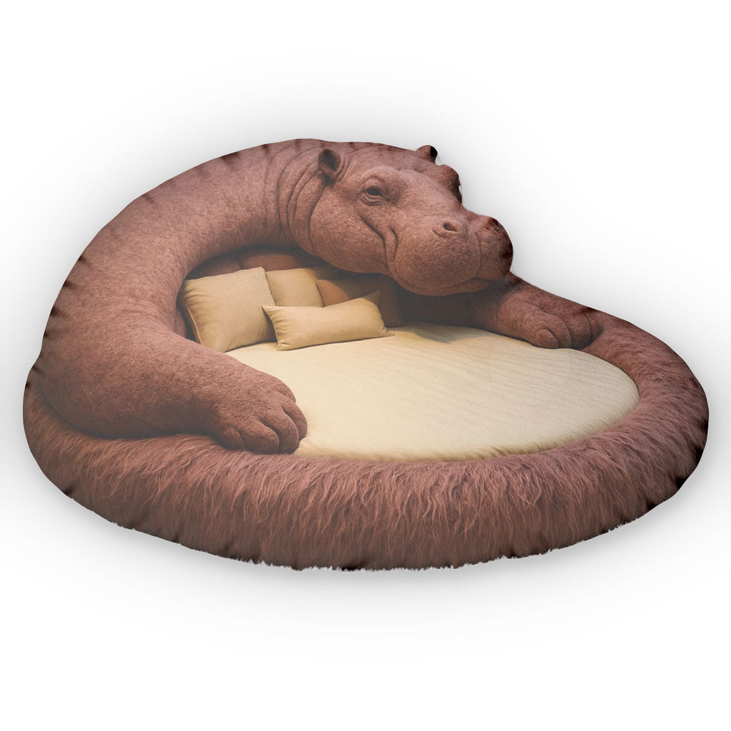 Giant Hippo flat plush shaped pillow, product mockup (2 of 2)
