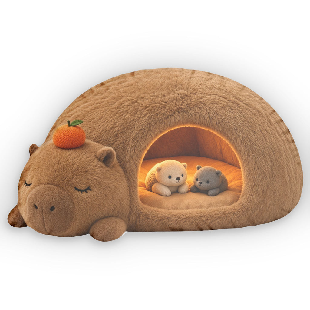 Giant Capybara Cave Lounger shaped plush pillow, product image (1 of 2)