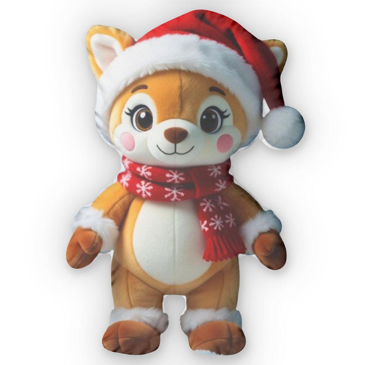 Christmas Fox in Santa Hat shaped plush pillow, product image (2 of 2)