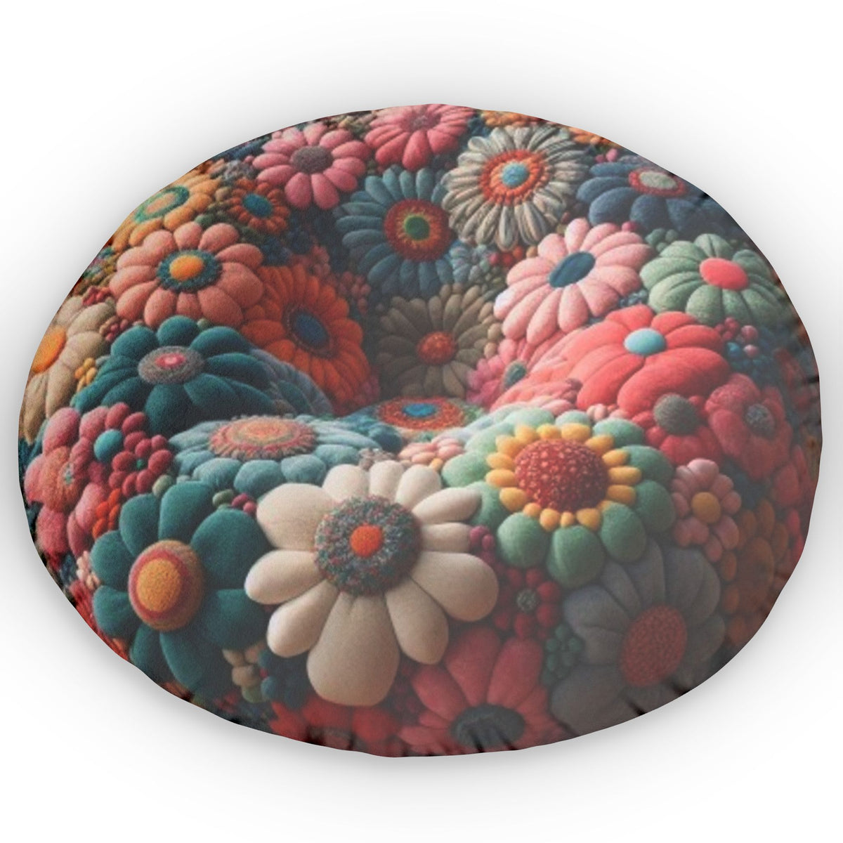 Multi Flower Petal flat plush shaped pillow, product mockup (1 of 2)