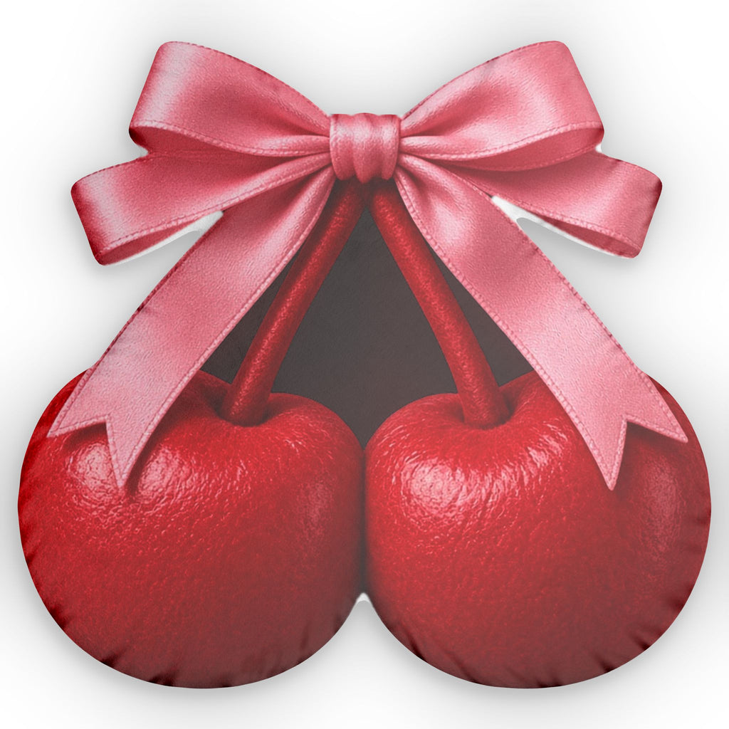Coquette Cherry Bow shaped plush pillow, product image (1 of 2)