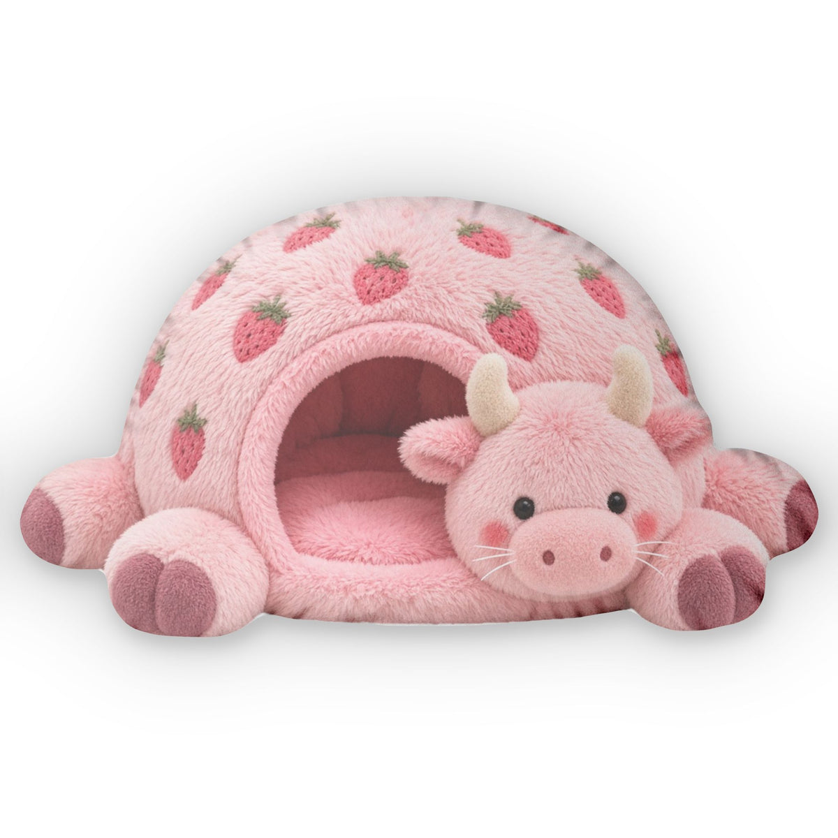 Strawberry Cow Cave Lounger shaped plush pillow, product image (2 of 2)