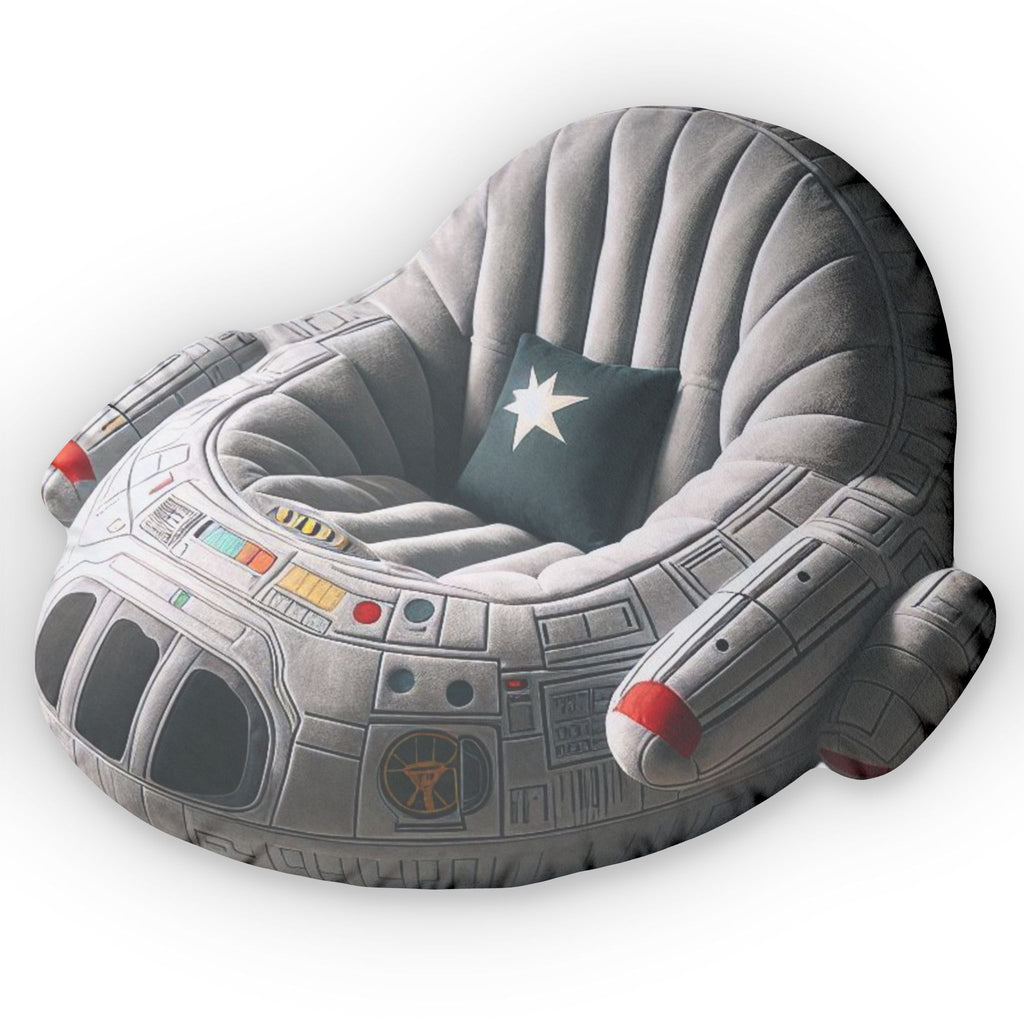 Space Ship flat plush shaped pillow, product mockup (2 of 2)