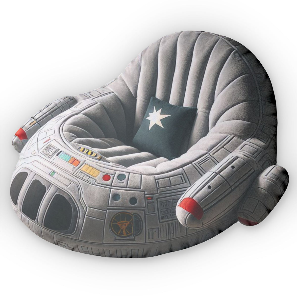 Space Ship flat plush shaped pillow, product mockup (2 of 2)