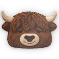 Fluffy Highland Cow shaped plush pillow, product image (1 of 2)