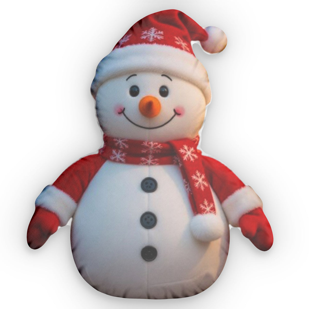 Snowman with Santa Hat shaped plush pillow, product image (1 of 2)