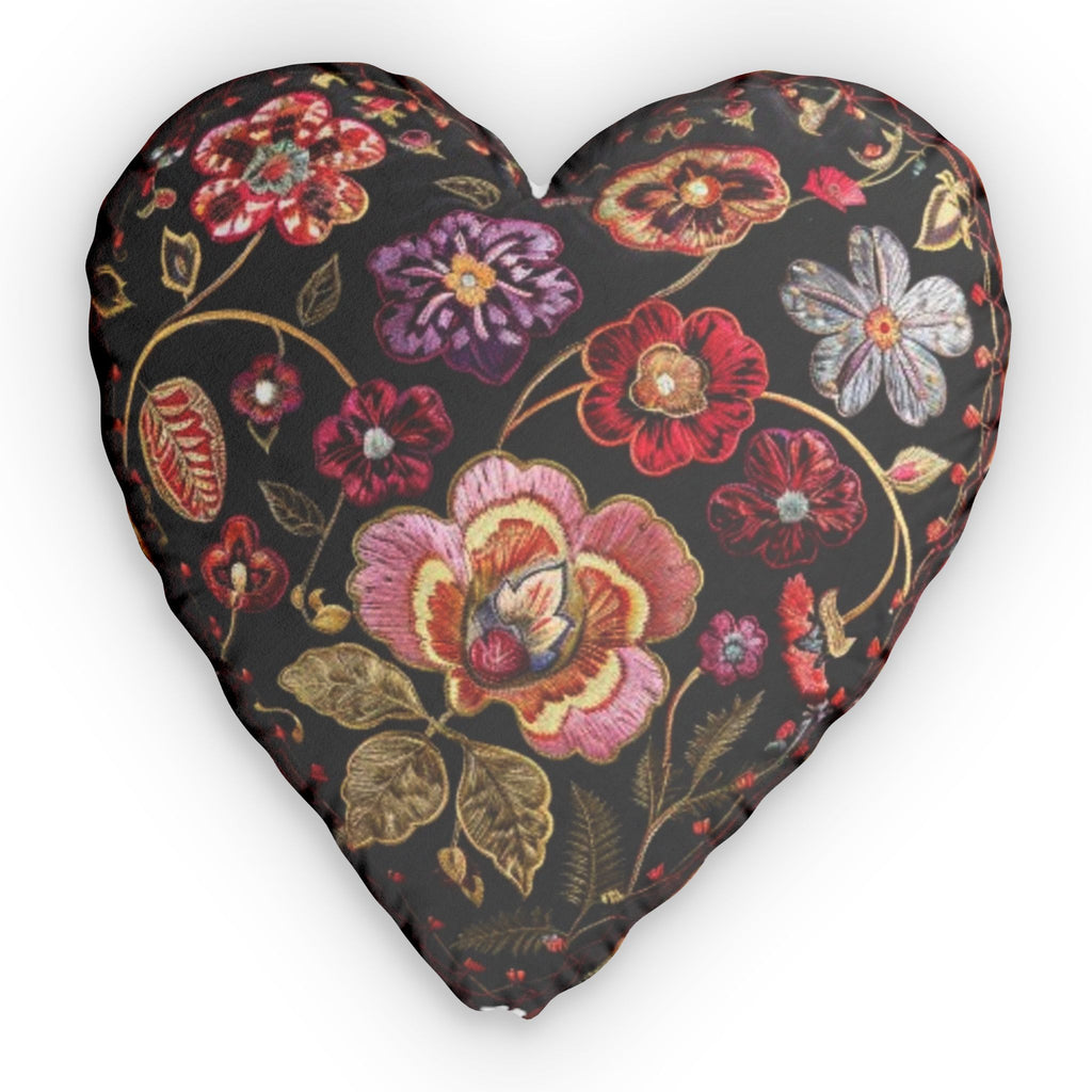 Velvet Floral Heart shaped plush pillow, product image (1 of 2)