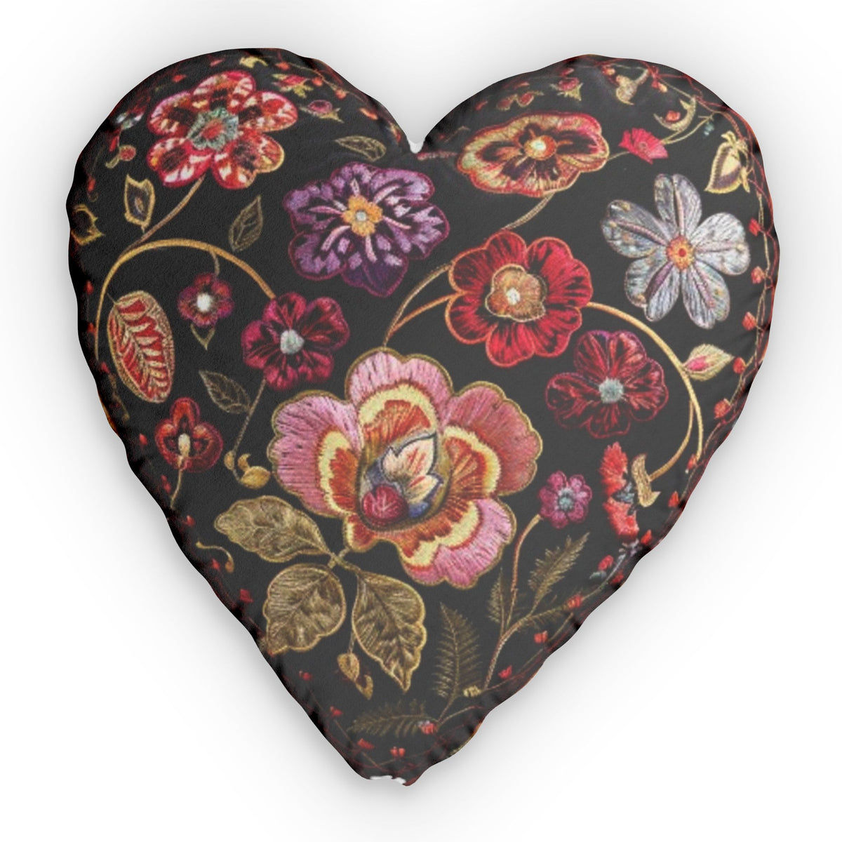 Velvet Floral Heart shaped plush pillow, product image (1 of 2)