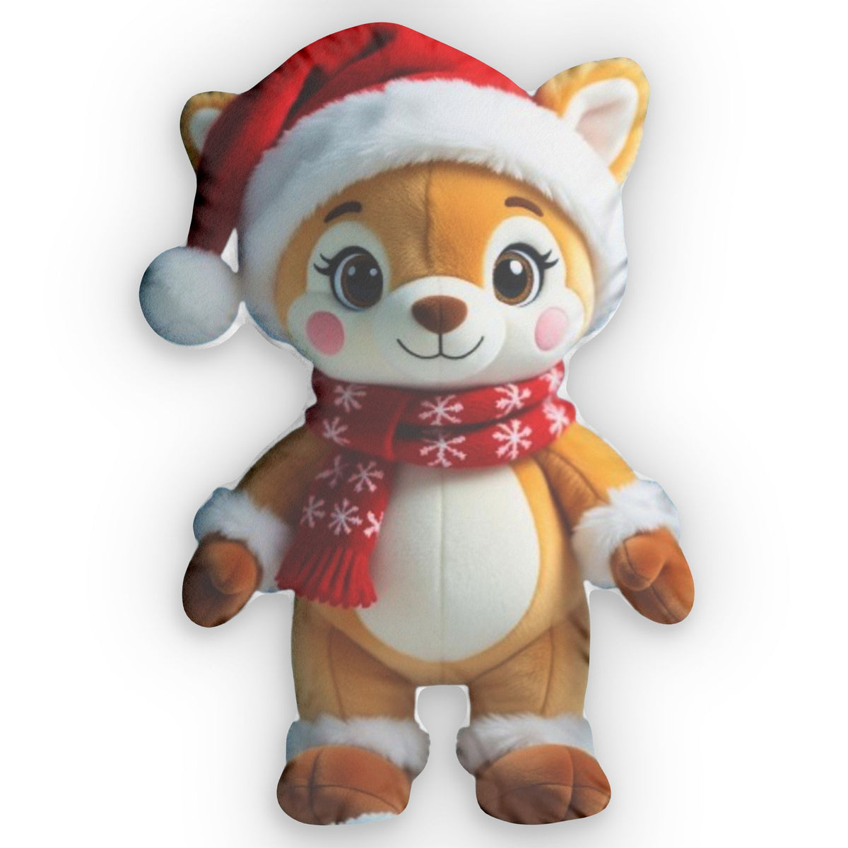 Christmas Fox in Santa Hat shaped plush pillow, product image (1 of 2)