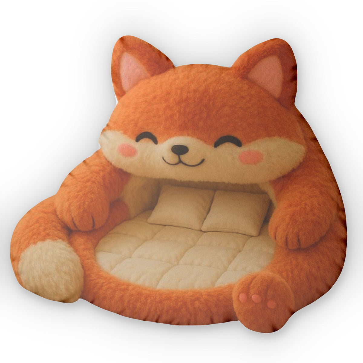 Kawaii Orange Fox Lounger shaped plush pillow, product image (2 of 2)