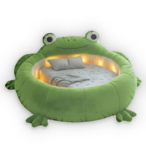 Giant Frog flat plush shaped pillow, product mockup (1 of 2)
