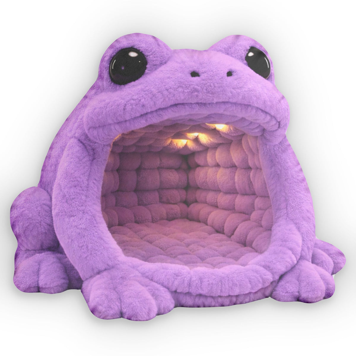 Giant Purple Frog flat plush shaped pillow, product mockup (1 of 2)