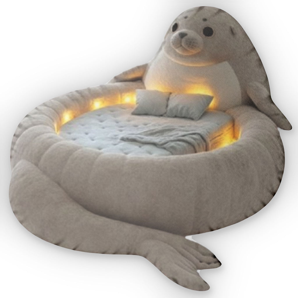 Giant Seal flat plush shaped pillow, product mockup (2 of 2)