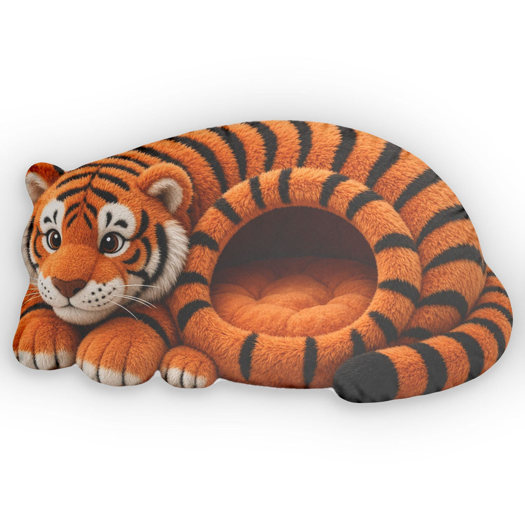 Orange Tiger Cave Lounger shaped plush pillow, product image (1 of 2)