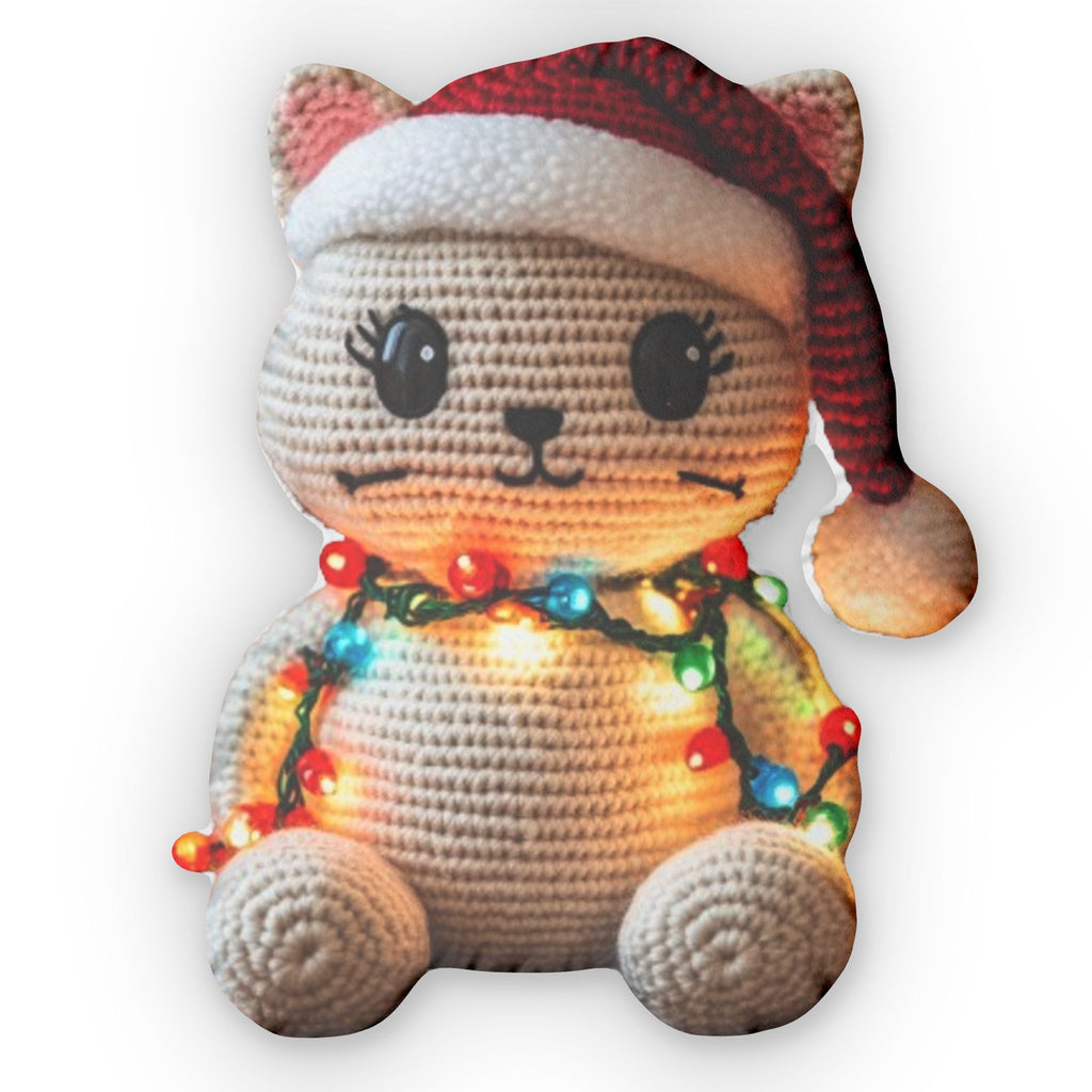 Christmas Lights Cat shaped plush pillow, product image (2 of 2)