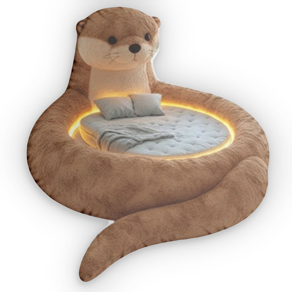 Giant Otter flat plush shaped pillow, product mockup (1 of 2)