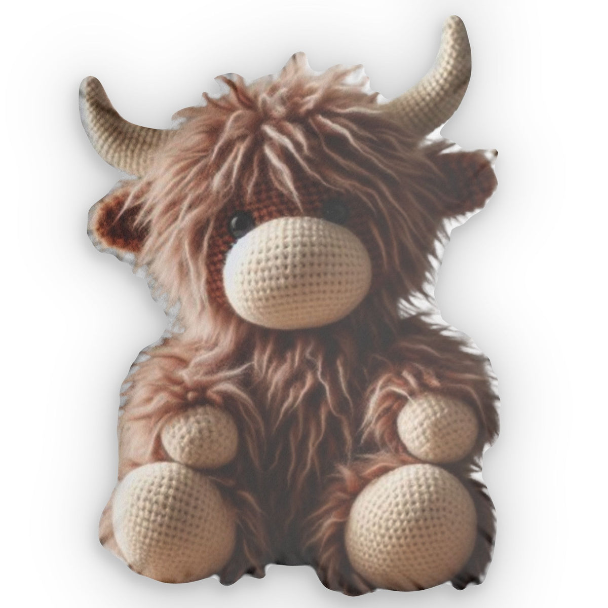 Highland Cow Faux Crochet Shaped Plush Pillow, product mockup (1 of 2)