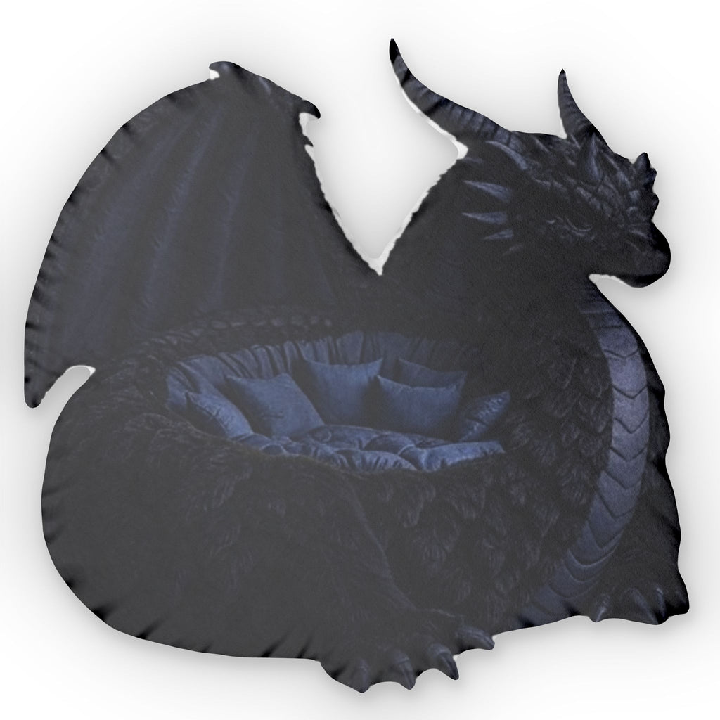 Giant Midnight Dragon flat plush shaped pillow, product mockup (2 of 2)
