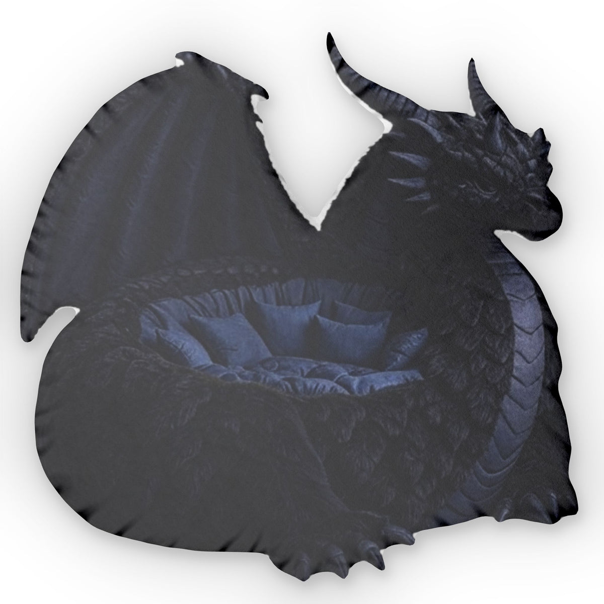 Giant Midnight Dragon flat plush shaped pillow, product mockup (2 of 2)