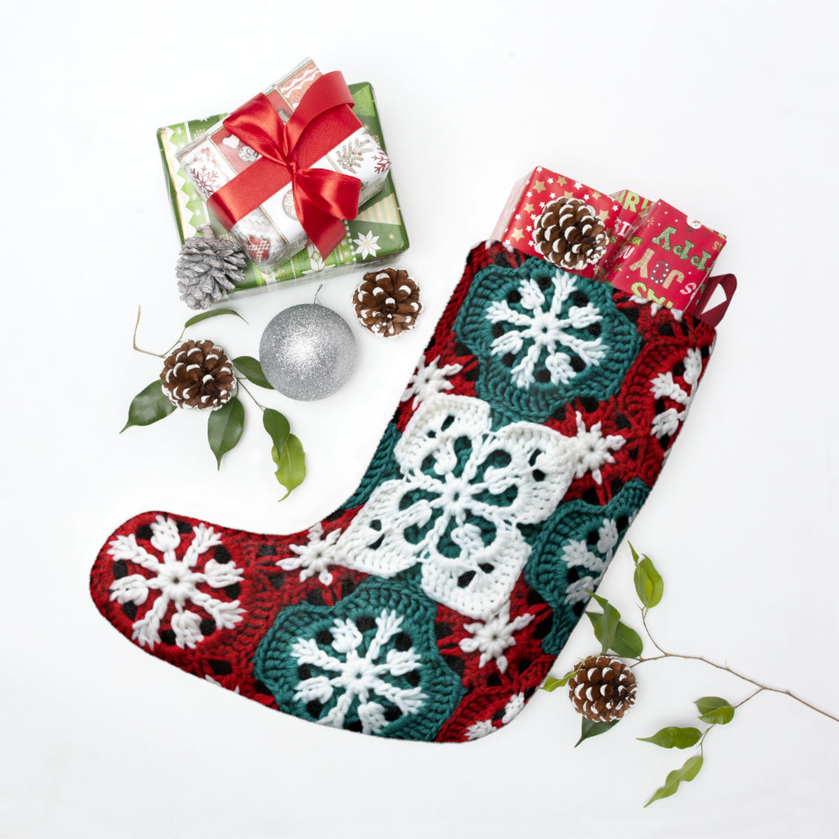 Crochet-Look Snowflake Christmas Stocking, product image (3 of 4)