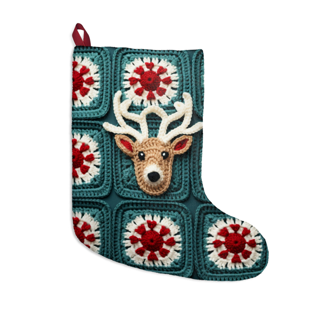 Crochet-Look Reindeer Christmas Stocking, product image (1 of 4)