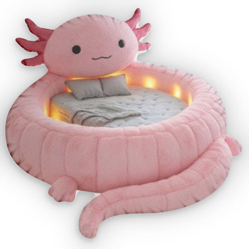 Giant Axolotl flat plush shaped pillow, product mockup (1 of 2)
