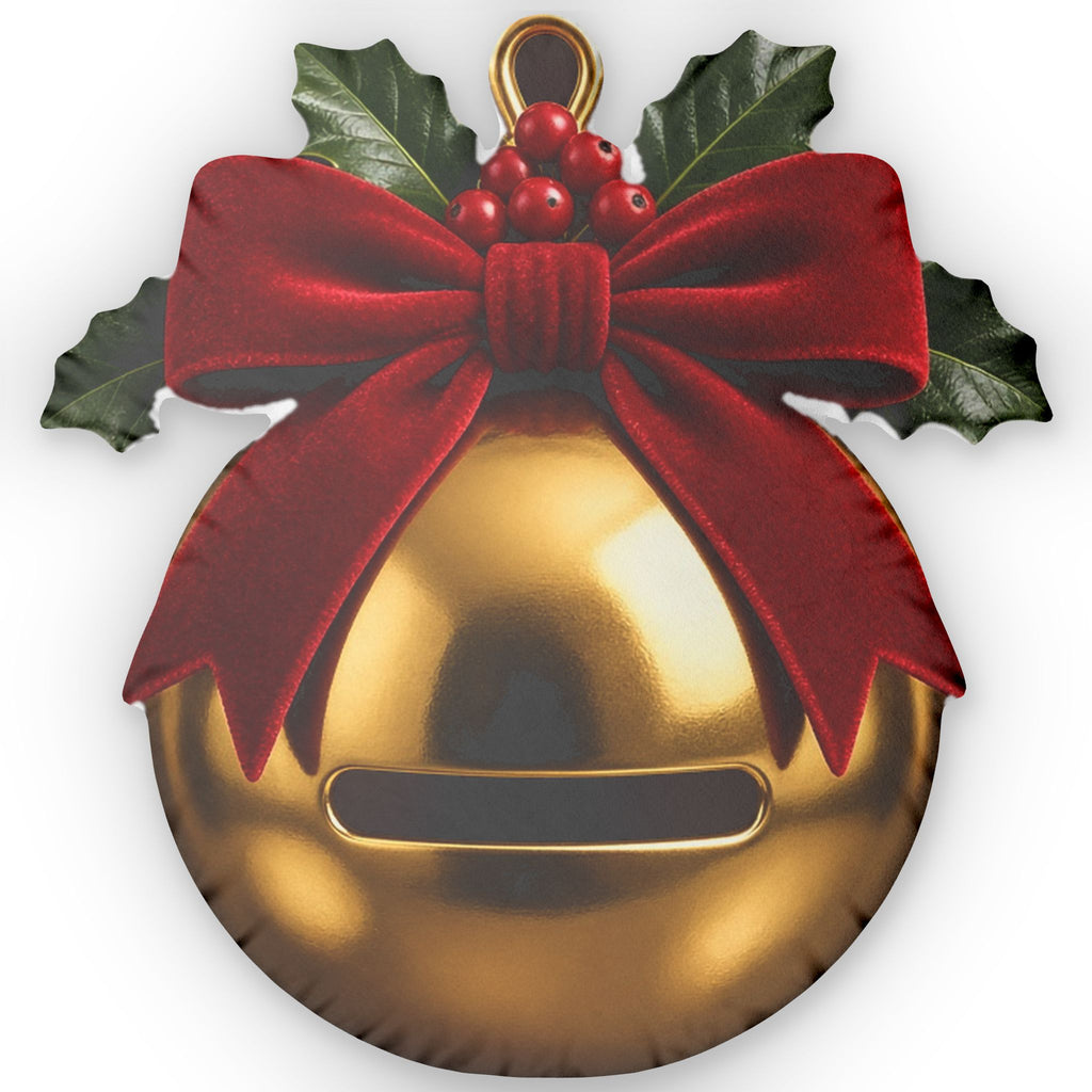 Golden Jingle Bell shaped plush pillow, product image (2 of 2)
