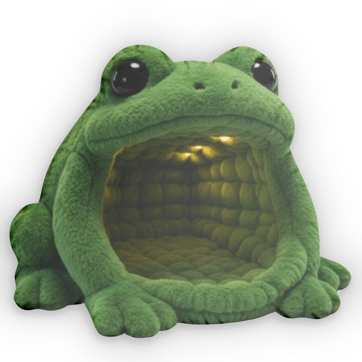 Giant Green Frog flat plush shaped pillow, product mockup (1 of 2)