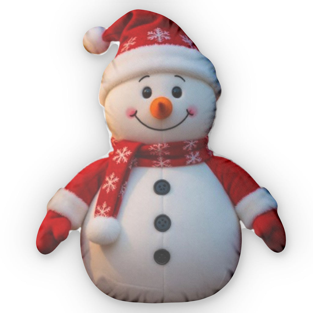 Snowman with Santa Hat shaped plush pillow, product image (2 of 2)