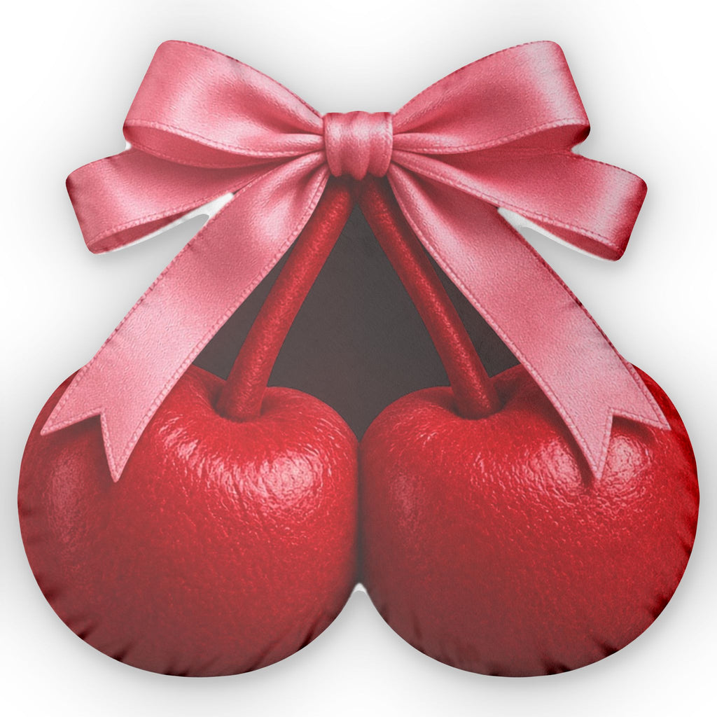 Coquette Cherry Bow shaped plush pillow, product image (2 of 2)