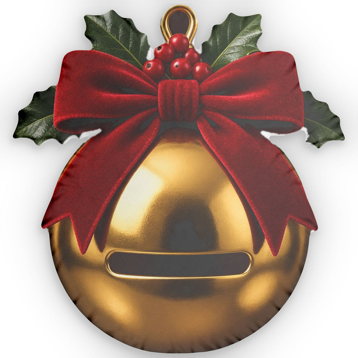 Golden Jingle Bell shaped plush pillow, product image (1 of 2)