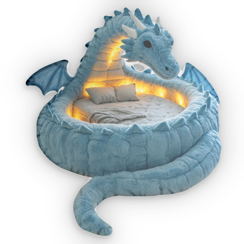 Giant Ice Dragon flat plush shaped pillow, product mockup (1 of 2)