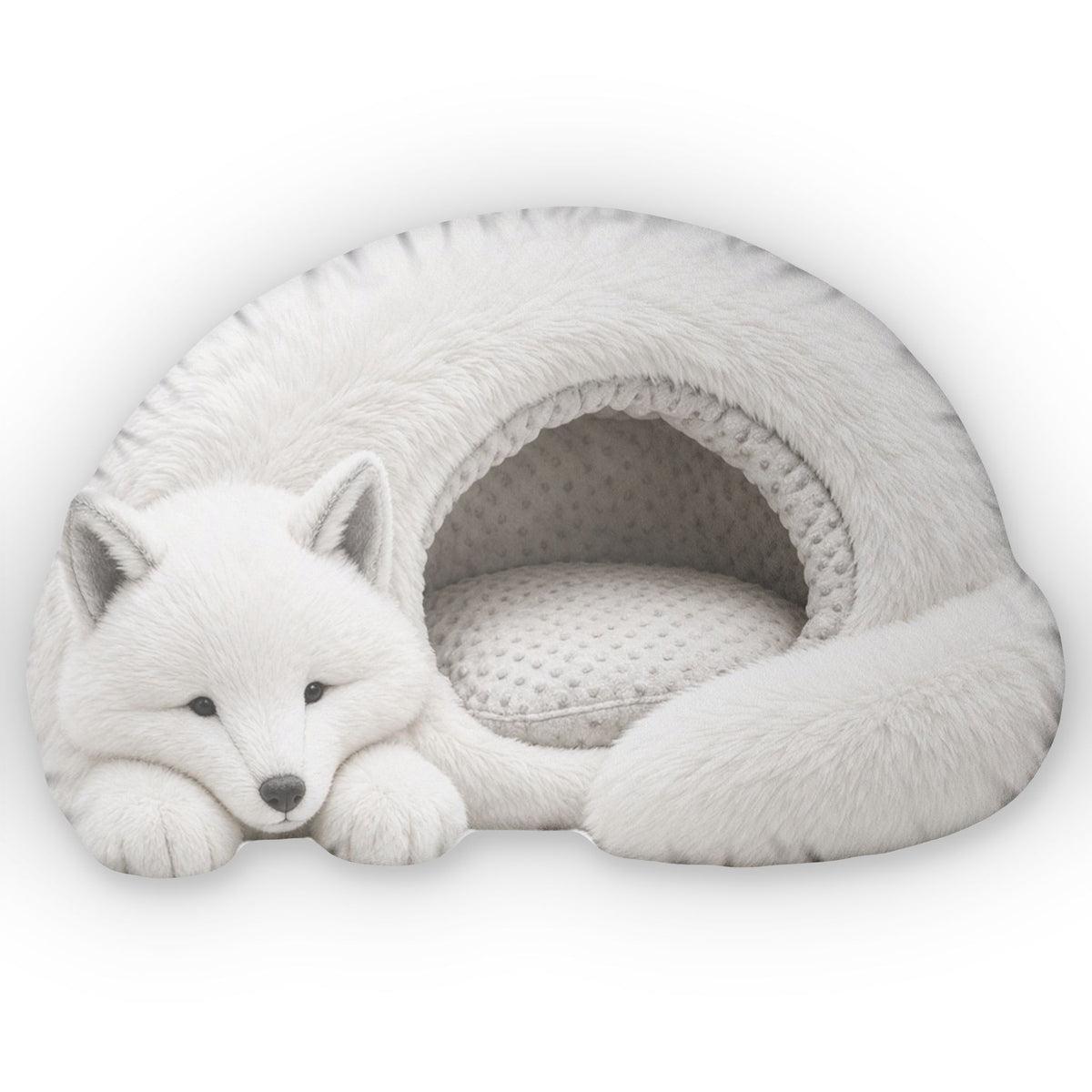 Giant Arctic Fox Cave Lounger shaped plush pillow, product image (2 of 2)