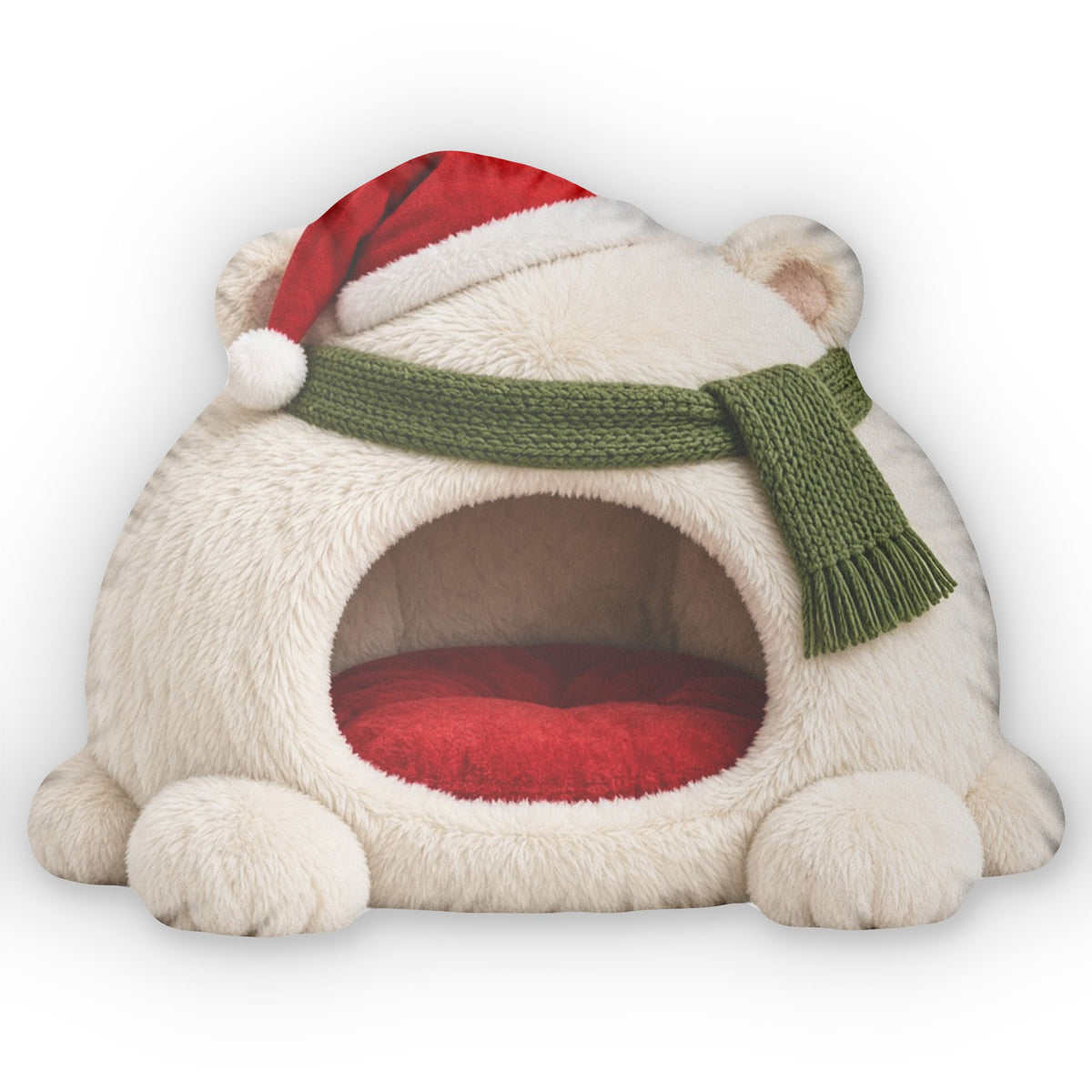 Christmas Polar Bear Cave Lounger shaped plush pillow, product image (2 of 2)