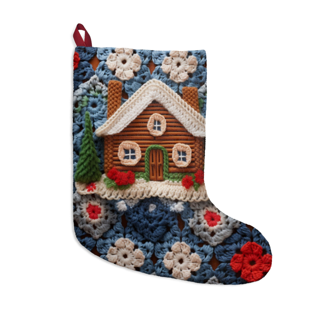 Crochet-Look Log Cabin Christmas Stocking, product image (1 of 4)