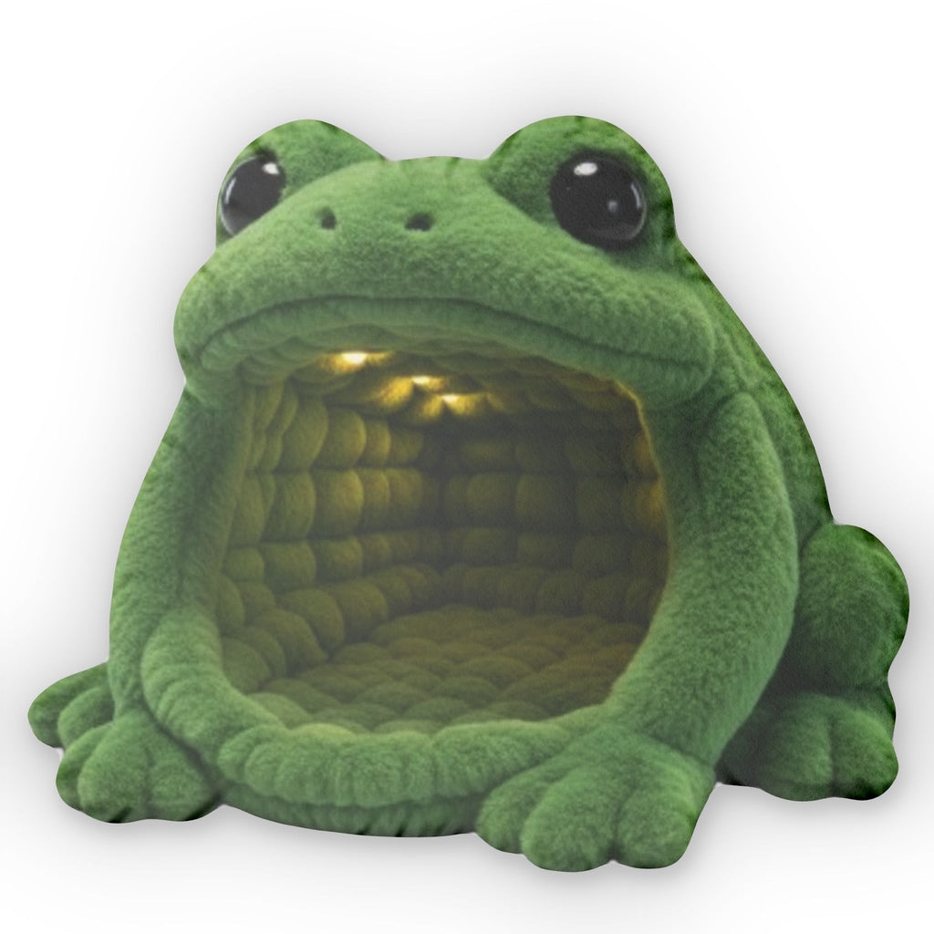 Giant Green Frog flat plush shaped pillow, product mockup (2 of 2)