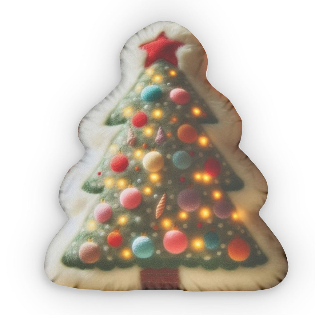 Twinkle Lights Christmas Tree shaped plush pillow, product image (1 of 2)