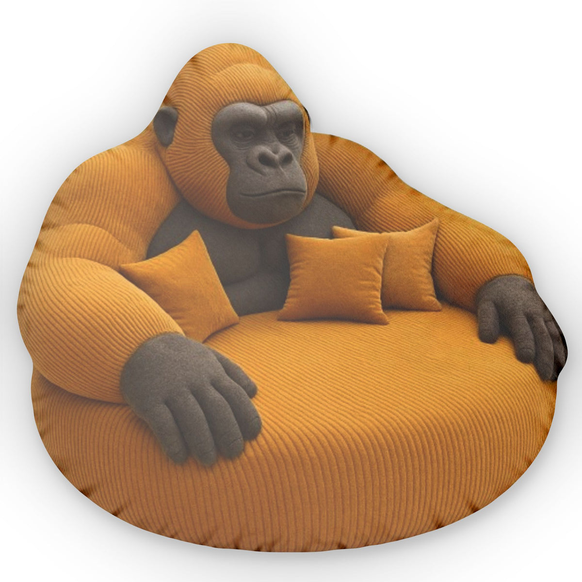 Giant Gorilla flat plush shaped pillow, product mockup (2 of 2)