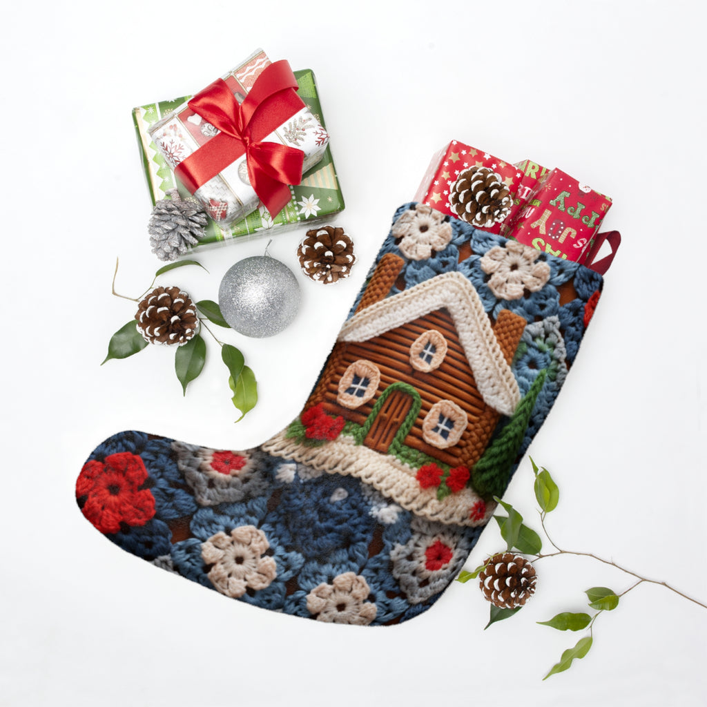 Crochet-Look Log Cabin Christmas Stocking, product image (3 of 4)