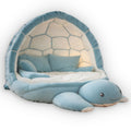 Giant Blue Turtle Nest flat plush shaped pillow, product mockup (1 of 2)