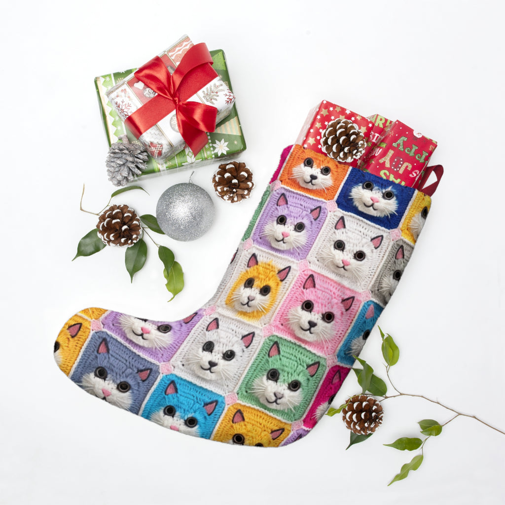 Crochet-Look Kitty Cat Christmas Stocking, product image (3 of 4)