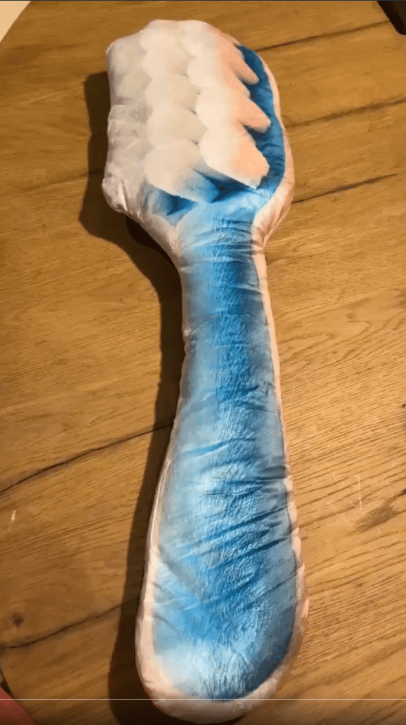 Real photo of the Toothbrush Plush, Dentist Gift, Dental Gift, Clean Teeth, Shaped Pillow