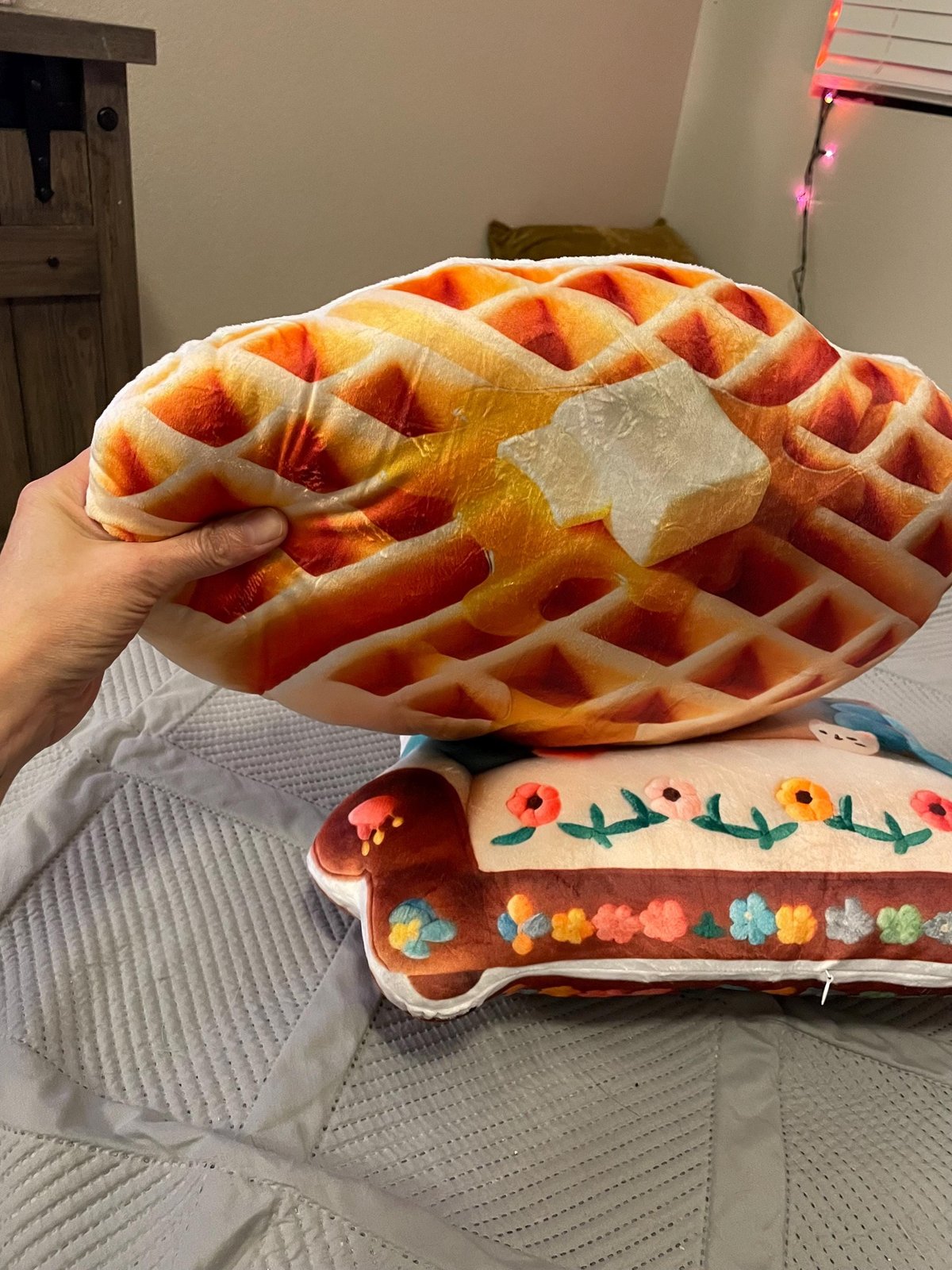 Real photo of the Waffle Plush Shaped Pillow (1 of 2)