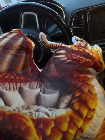 Customer photo of the Giant Amber Dragon flat plush shaped pillow