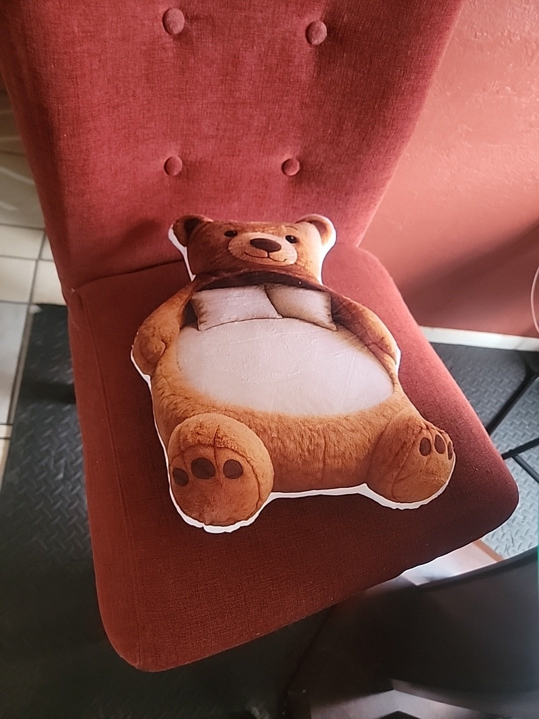 Customer photo of the Giant Bear flat plush shaped pillow