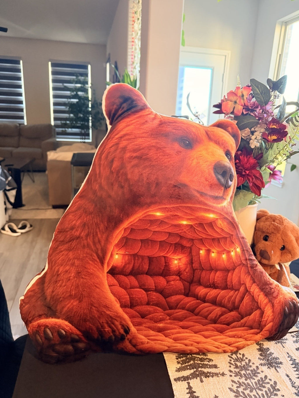 Customer photo of the Giant Brown Bear Cave flat plush shaped pillow